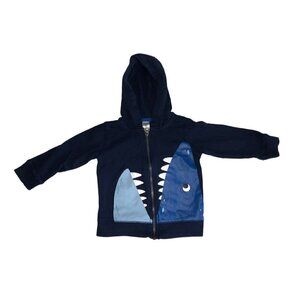 Carters Jacket Size 2T Shark Blue Hoodie Long Sleeve Sweatshirt Boys Girls Zip